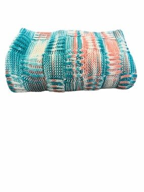 Hand Crafted Knit Throw Blanket Afghan Mid-Century Modern Cozy Boho Cottagecore